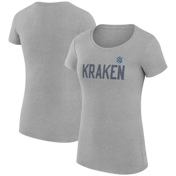 Women's G-III 4Her by Carl Banks Heather Gray Seattle Kraken Super-Slim Fit Lightweight Dot Print Team T-Shirt