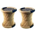 thumbnail image 1 of Natural Geo Moray Accent Stool (Set of 2) - Handwoven Blue Diamond, 1 of 4
