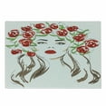 thumbnail image 1 of Flower Cutting Board, Hand Drawn Lady with Roses on Her Hair Floral Ornamentals Natural Art Theme, Decorative Tempered Glass Cutting and Serving Board, Small Size, Green Red Tan, by Ambesonne, 1 of 1