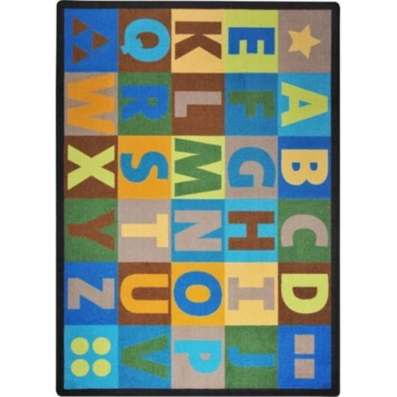 Joy Carpets  Oversize Alphabet Rug 5 ft. 4 in. x 7 ft. 8 in. - Earthtone