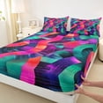 thumbnail image 3 of Castle Fairy Abstract Spiral Stripes Queen Sheet Sets,Gradient Geometric Lines Bed Set, 3 of 7