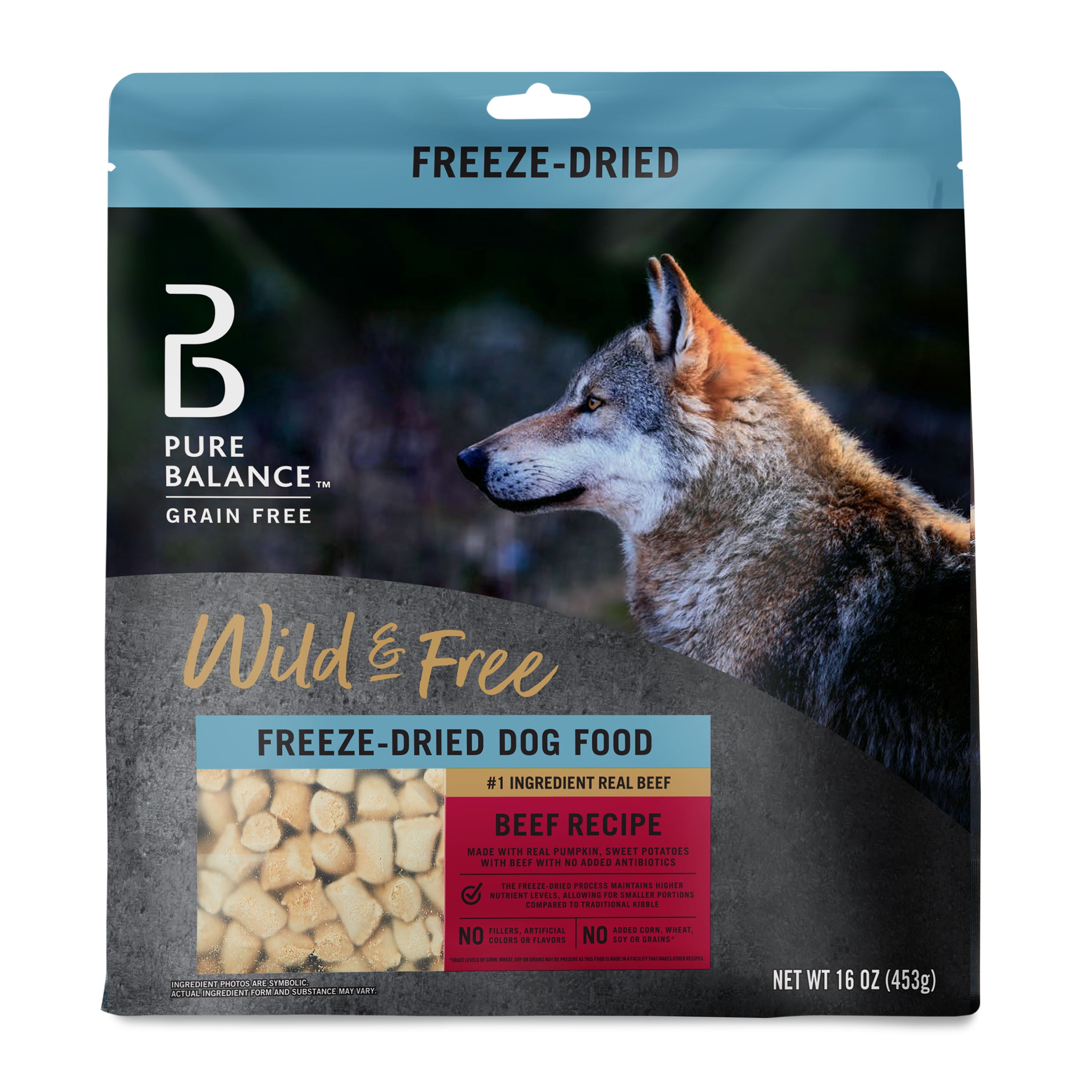 (24 pack) Pure Balance Wild & Free Freeze-Dried Dog Food, Beef Recipe, 16 oz