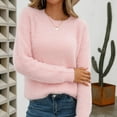 thumbnail image 6 of Fgnfyis Women Pullover Solid Color Long Sleeve Large Round Neck Sweater for Casual Wear Pink L, 6 of 9