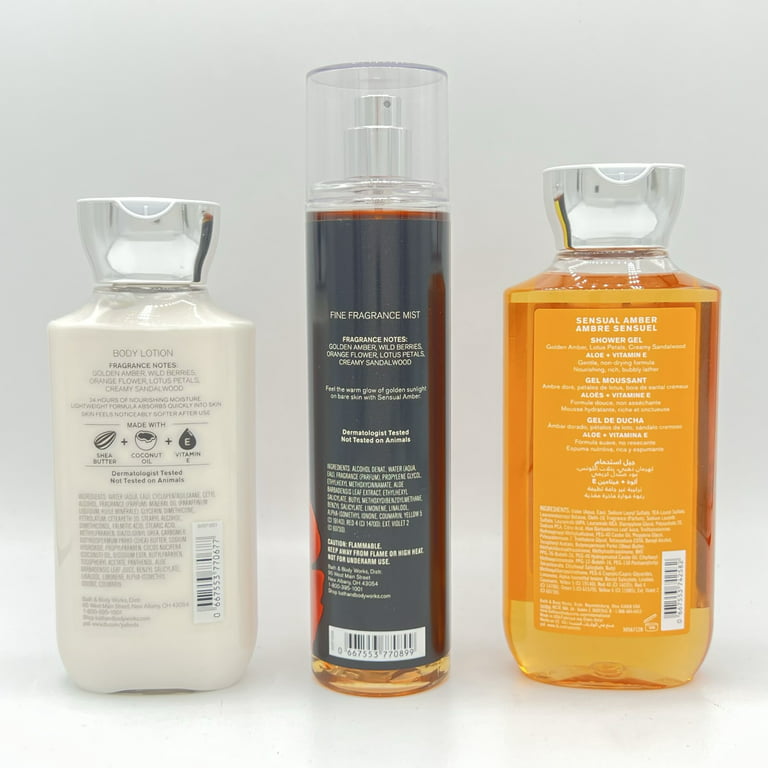 3 Bath & Body Works SENSUAL AMBER Fine Fragrance Mist Body Spray 8 oz