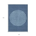 thumbnail image 3 of 8' X 10' Navy Blue And Gray Striped Washable Indoor Outdoor Area Rug, 3 of 5