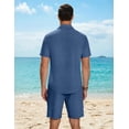 thumbnail image 4 of COOFANDY Men's Cotton Linen Suits Casual Button-Down Beach Shirts Party Elastic Shorts Outfits Matching Swim Set, 4 of 6