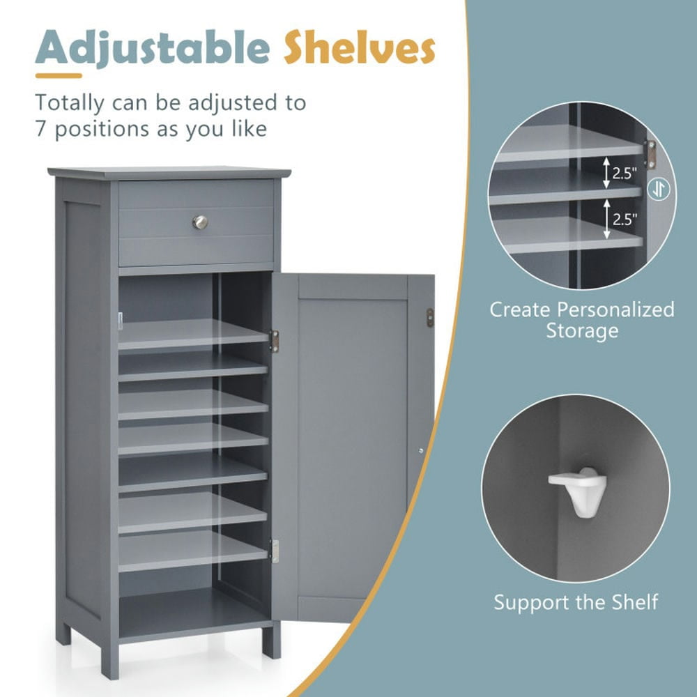 Kadyn Bathroom Cabinet, Bathroom Floor Cabinet, Wooden Storage Free-Standing Floor Cabinet with Drawer and Shelf-Gray