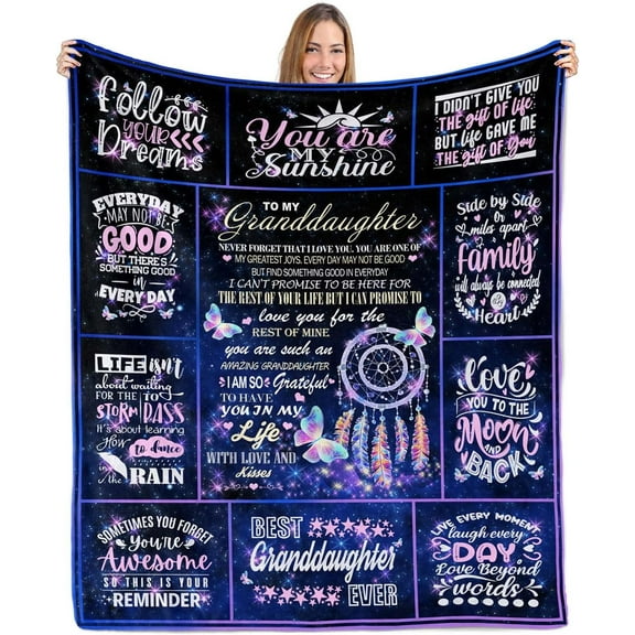 Granddaughter Gifts Blanket, Granddaughter Gifts from Grandma, Granddaughter Birthday Gifts, Gifts for Granddaughter from Grandma, Graduation Gifts for Granddaughter Throw Blanket 50"X60"