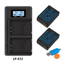 CITYORK 2 Pack LP-E12 Digital Camera Battery with LCD USB Charger for EOS M100D Kiss X7 Rebel SL1 EOS M100 EOS M50 DSLR,1800mAh