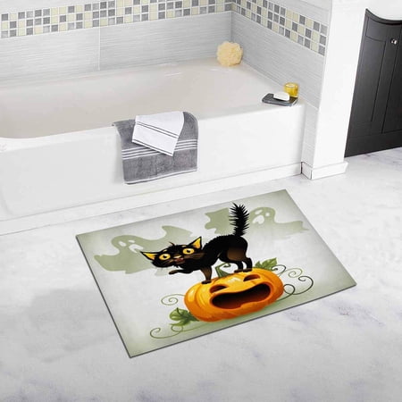 Rylablue Scared Black Cat On A Pumpkin And Ghost Bath Rug Bathroom Mat Doormat 30x18 Inches Walmart Canada