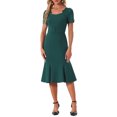 thumbnail image 2 of INSPIRE CHIC Vestido de Sheath para Mujeres, Vestido de Cóctel de los Años 50, Decoración de Botones, Vestido Midi de Sirena con Volantes, M Verde Oscuro, 2 of 6
