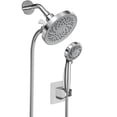 thumbnail image 1 of Doble Regaderas para Baño Alta Presion 6" Cabezal de Ducha de 3 Modos Regadera de Telefono para Baño Ducha de LLuvia Regadera de Mano con Manguera de 1.5M (Clásica, Cromo), 1 of 7