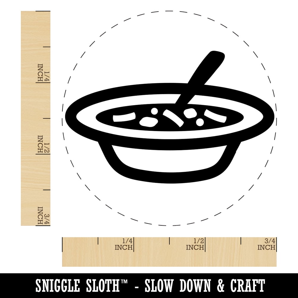 Bowl of Soup Self-Inking Rubber Stamp Ink Stamper - Blue Ink - Small 3/4 Inch