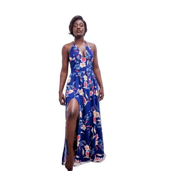 Urban Afrique African Dresses for Women Floral Maxi Halter Strap Size XL-L