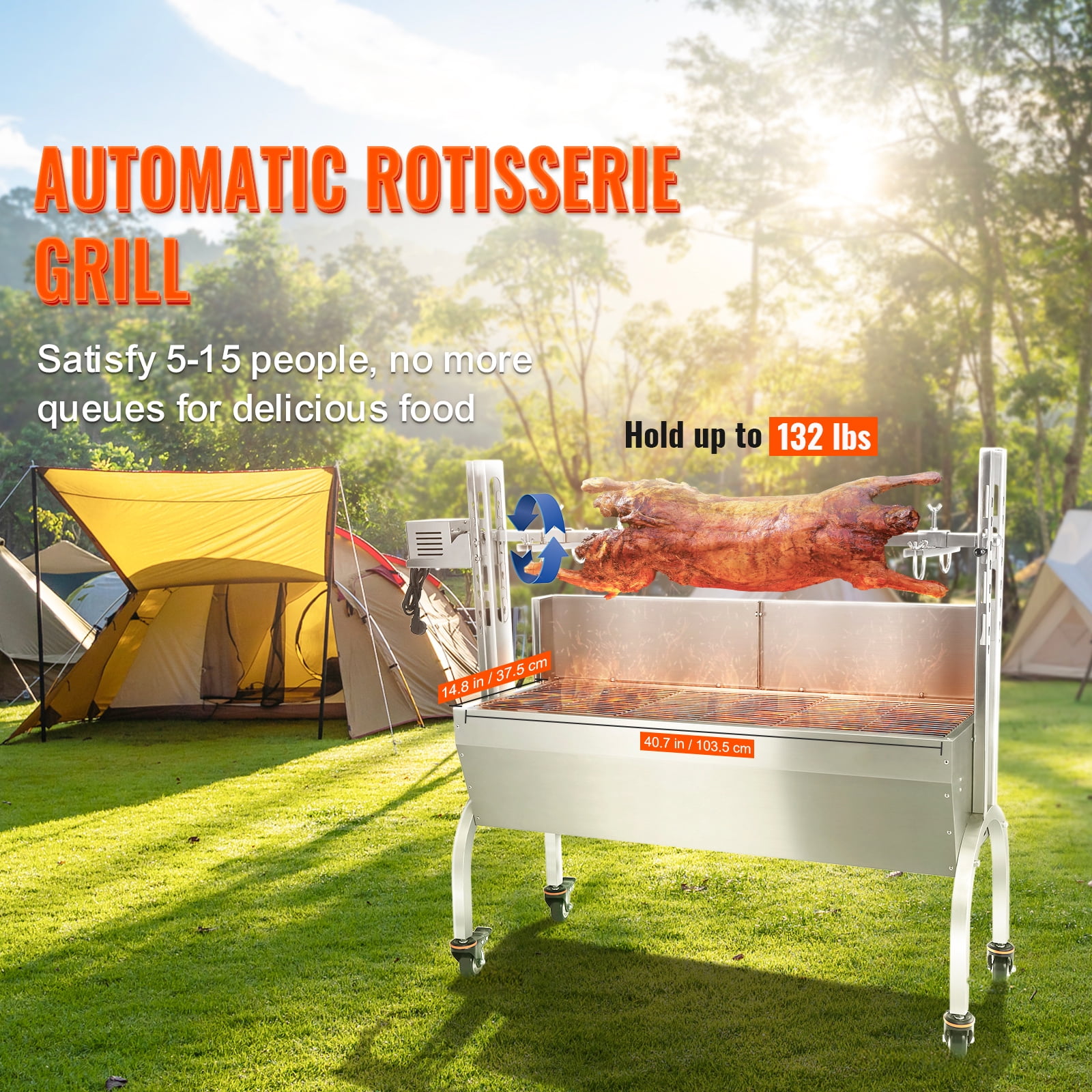 Skyshalo 50w 132lbs BBQ Grill With baffle Pig Lamb Chicken Roaster