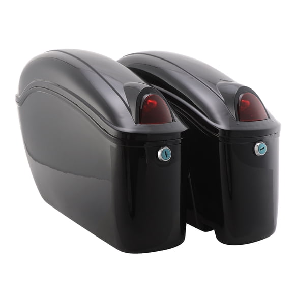 Motorcycle Motorcycle Saddlebags, Large Capacity Universal Motorcycle Hard Saddle Bags with Lights Mount Bracket Replacement for Cruiser