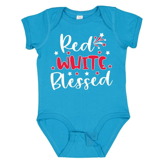 Inktastic 4th of July Red White Blessed Fireworks Boys or Girls Baby Bodysuit