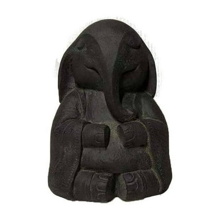 Black Zen Elephant Buddha Garden Statue
