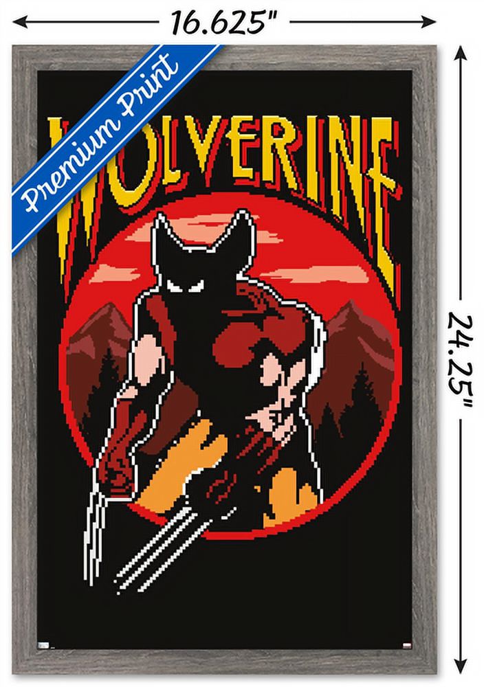 Marvel Comics - Wolverine - Retro Gaming Wall Poster, 14.725" x 22.375", Framed
