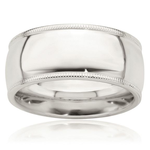 925 Sterling Silver 9mm Comfort Fit Half Round Milgrain Plain Classic Wedding Band Ring