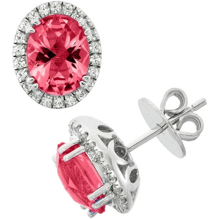 5th & Main Platinum-Plated Sterling Silver Facet-Cut Ruby Corundum Pave CZ Earrings