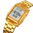 thumbnail image 3 of Fashion Men's Digital Analog Watches Square Face Sport Casual Dual Display Multifunctional Wristwatch for Men with Alarm Waterproof LED Luminous, 3 of 9