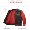 thumbnail image 4 of First Mfg Co - Raider - Men's Motorcycle Riding Leather Jacket, Premium Bikers Leather Jacket with Single Panel Action Back & Protactive Gear Pockets, 4 of 6