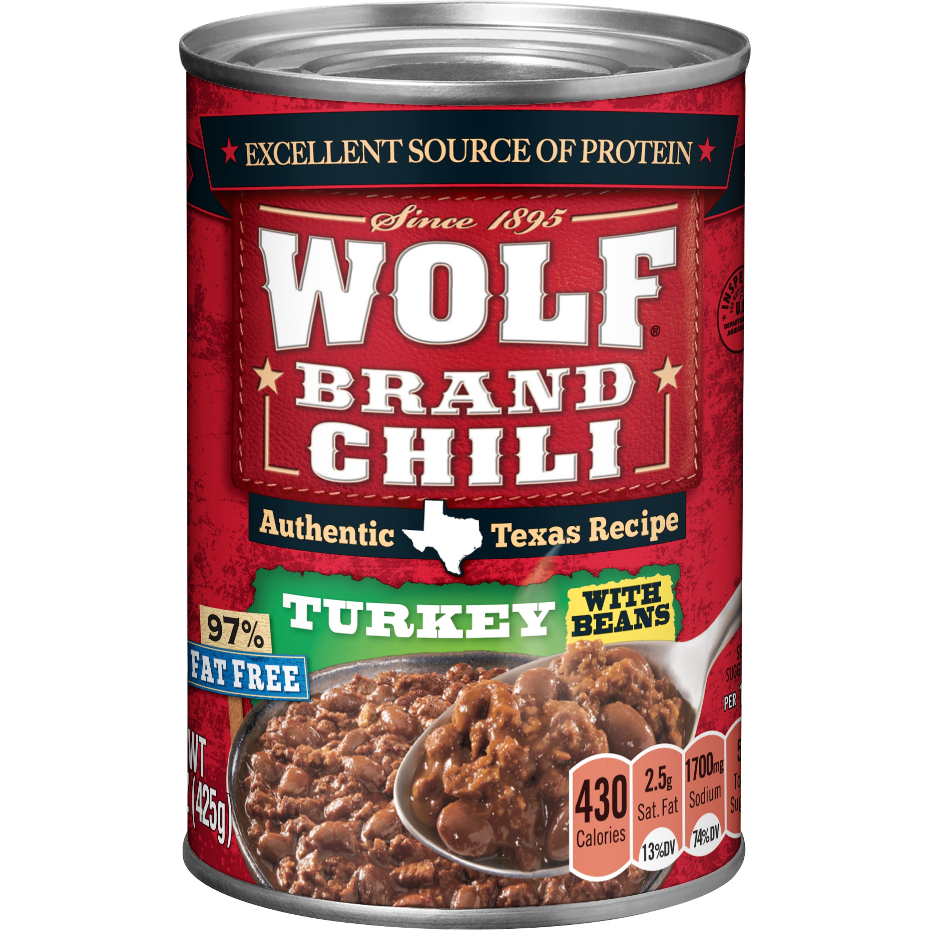 WOLF BRAND Turkey Chili With Beans, 97 Fat Free, 15 oz.