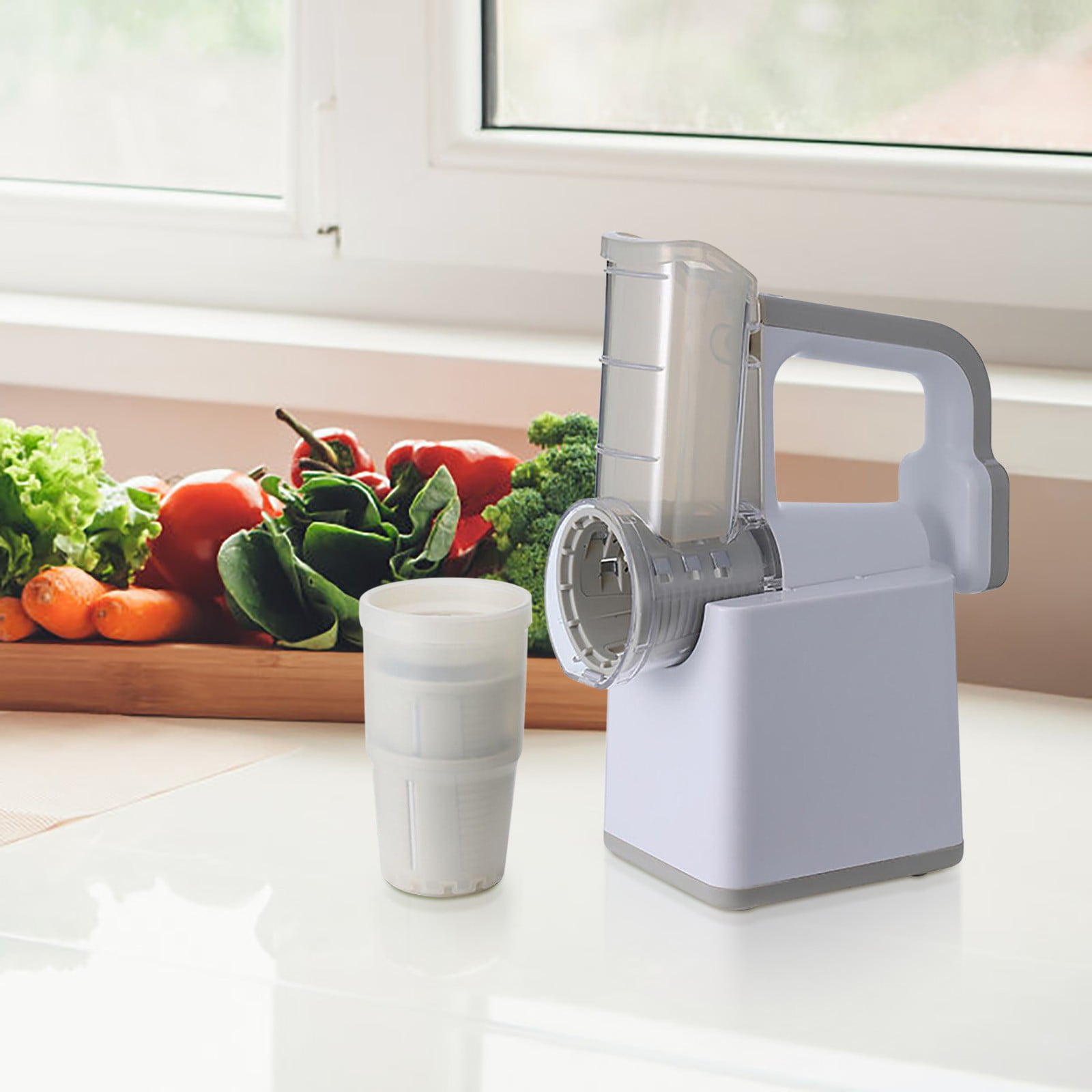 Multicolor Electric Vegetable Chopper with Holder Tray, Multi-Functional Electric Vegetable Cutter Cheese Slicer Shredding, Vegetable Slicer Food Processor, Veggie Food Cutter, Useful Kitchen Gadget
