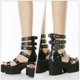 thumbnail image 2 of 1 par de sandalias de suela gruesa con estilo, calzado elegante para mujer (negro), 2 of 8