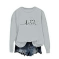 thumbnail image 4 of BLVB Womens Crewneck Sweatshirt Heart Print Long Sleeve Cute Pullover Loose Lightweight Fall Tops Valentine's Day Gifts, 4 of 5