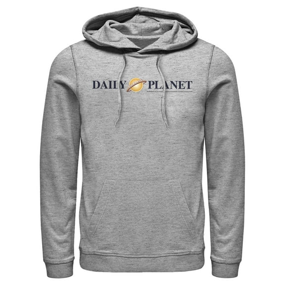 Men's Superman Daily Planet Logo  Pull Over Hoodie Athletic Heather 2X Large