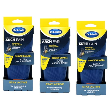 Dr. Scholl's Pain Relief Orthotics for Arch Pain for Women, Size 6-10 1 ea (Pack of 3)