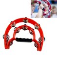 thumbnail image 5 of Musical Tambourine Half Moon 2 Row Jingles Handheld Percussion Drum Plastic Metal for KTV Party Red, 5 of 8