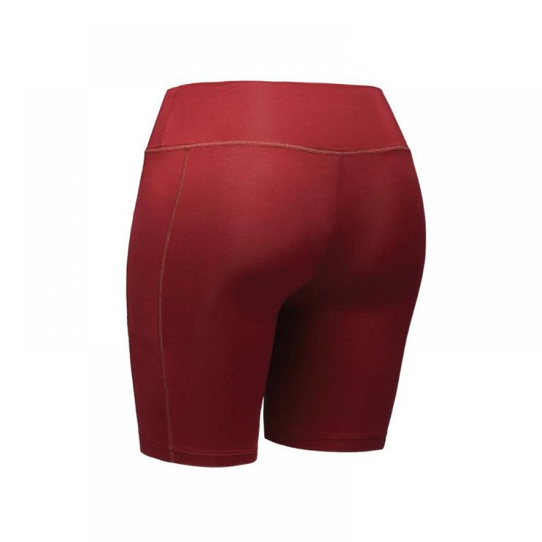 DAYOUNG Women's High Waist Yoga Shorts - Tummy Control, Compression, With Pockets (Red, Small)