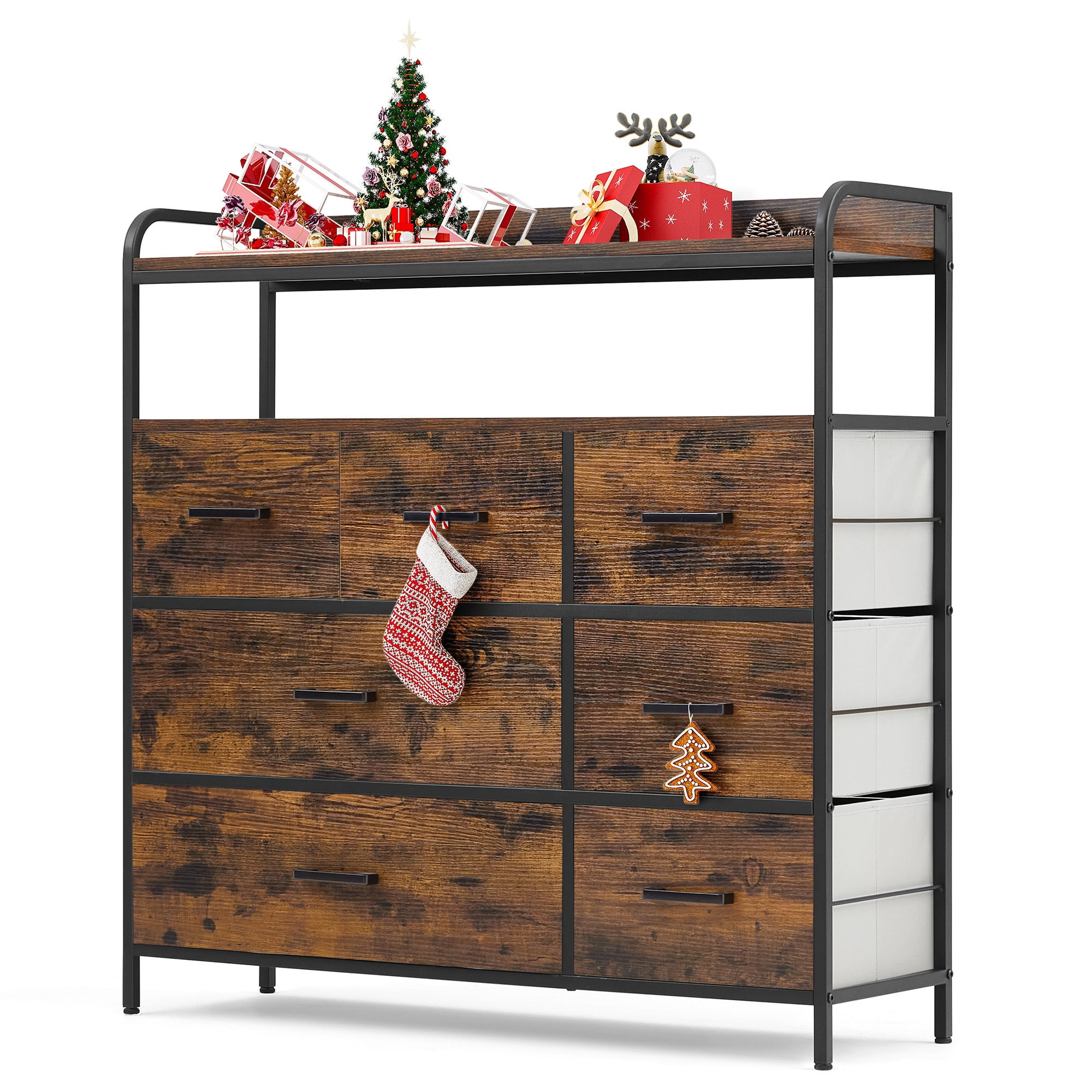 LINSY HOME 7 Fabric Drawers Dressers for Bedroom,Modern Chest of