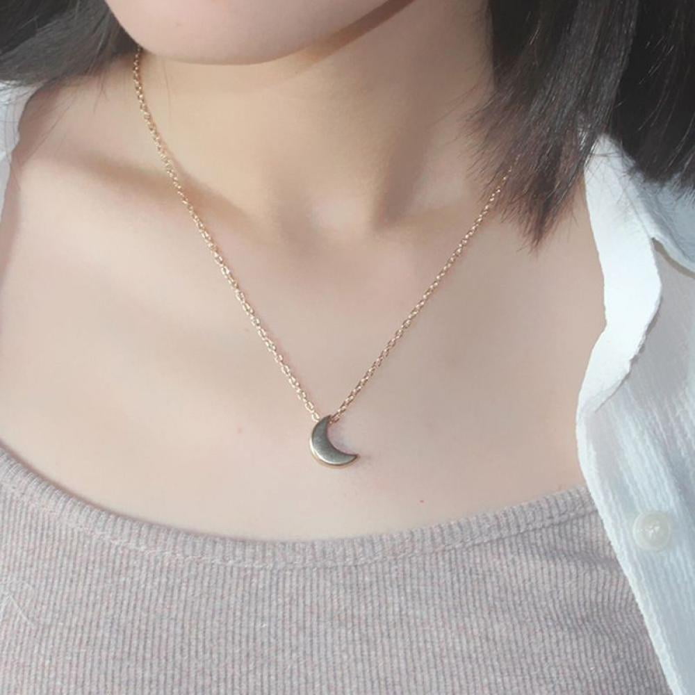 Elaydool Cute Small Moon Pendant 