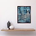thumbnail image 2 of Belfast Cityscape City Centre Hall Linocut Style Art Print Framed Poster Wall Decor 12x16 inch, 2 of 5