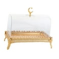 thumbnail image 4 of WeiLaiKeQi Cake Stand with Acrylic Lid Butter Dish for Desserts Cakes Banquets Supplies Golden, 4 of 9