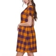 thumbnail image 2 of Easygdp Fall Buffalo Plaid para Vestido Transpirable de Mujer, Vestido Suelto de Manga Corta con Pliegues y Bolsillos para el Verano, 2 of 6