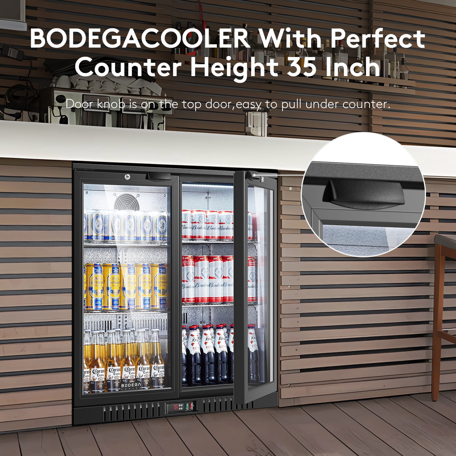 35.43'' W 216 Cans (12 oz.) 7.4 Cubic Feet Beverage Cooler