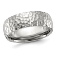 thumbnail image 1 of Mens Stainless Steel Polished Hammered Band Ring (7.5mm), 1 of 5