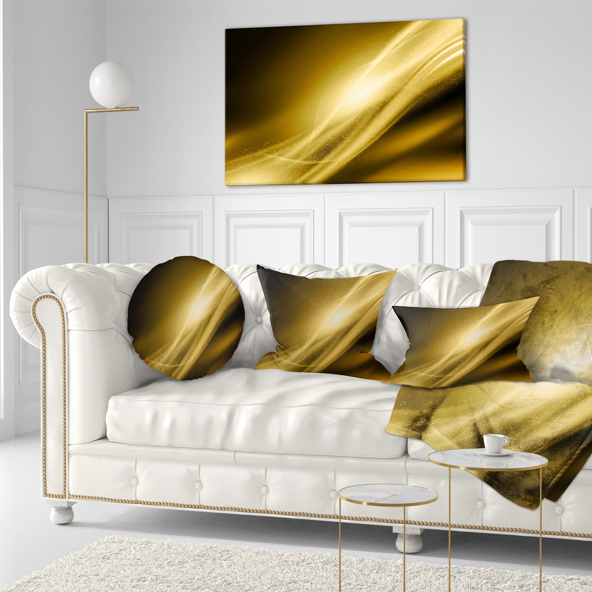 Designart Sparkle Gold Texture Pattern - Abstract Throw Pillow - 12x20