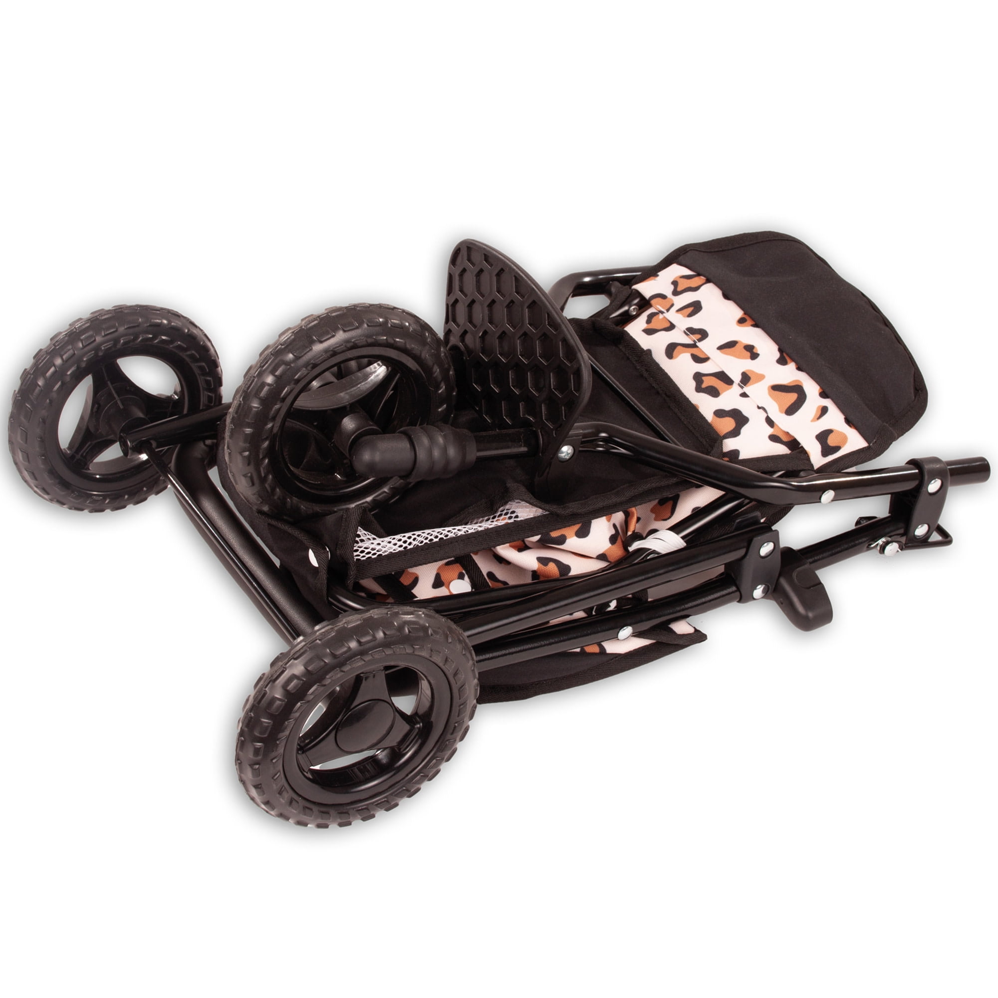 Gotz: 3‑Wheel Doll Buggy - Little Tiger - Animal Print, Foldable Toy Stroller, Push Jogger, Adjustable Sunshade, Storage, Dolls Up to 19.5", Kids 3+