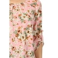 thumbnail image 5 of Women's Elegant Floral Print Tunic Casual Round Neck Roll Tab Sleeve Blouse Top, 5 of 6