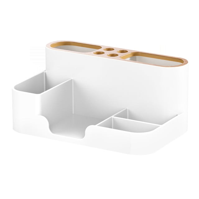 Organizador Estacionario de Escritorio, Soporte de Plástico para Brochas de Maquillaje, Caja de Almacenamiento de Múltiples Rejillas, Caja de Almacenamiento de Suministrys