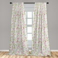 thumbnail image 2 of Flower Window Curtains, Pink Wild Roses Blossoming Vintage Design English Garden Vibes, Lightweight Decor 2-Panel Set with Rod Pocket, Pair of - 28"x95", Eggshell Fawn and Soft Blue, by Ambesonne, 2 of 3