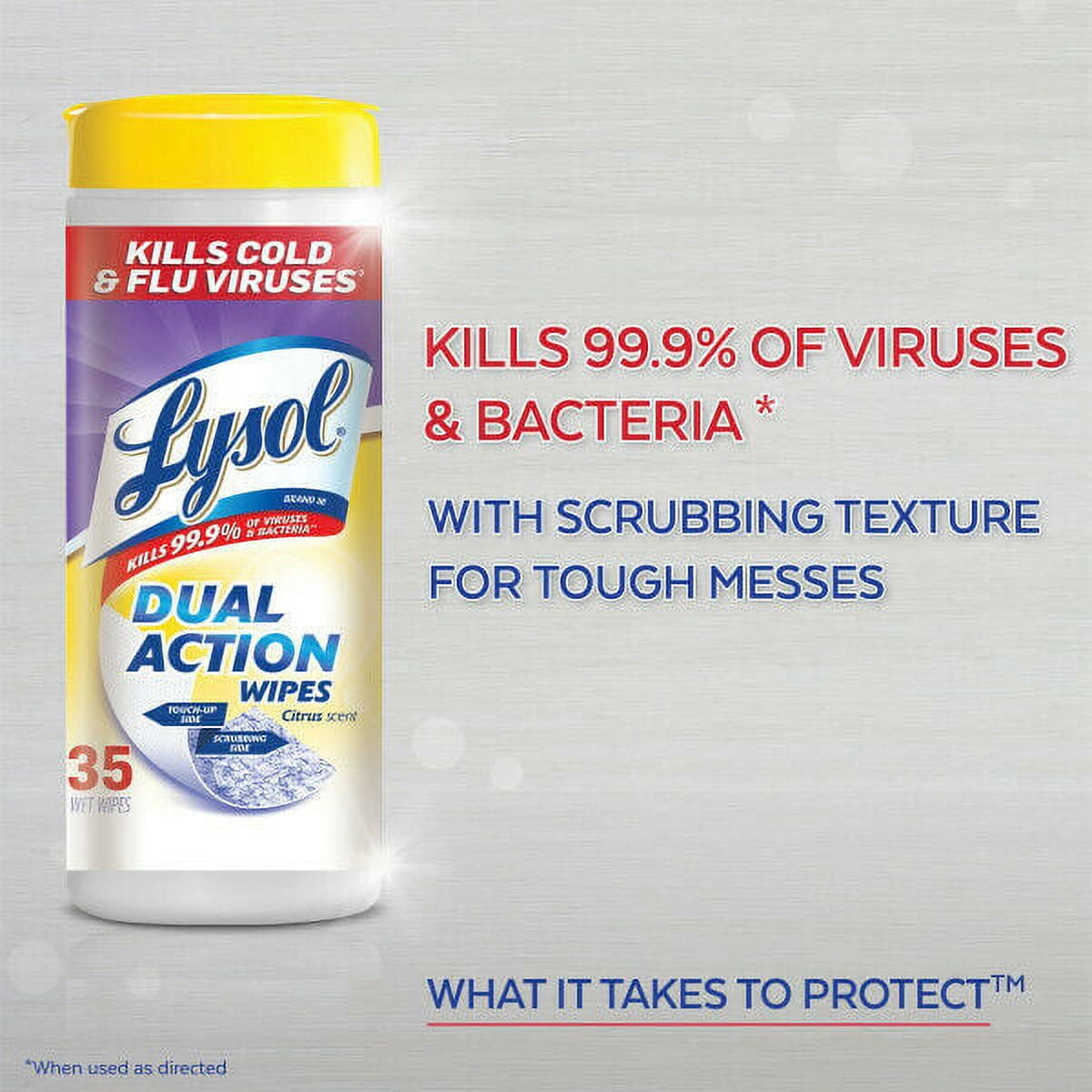 3 Pack - Lysol Dual Action Disinfecting Wipes w. Scrubbing Texture, 75ct