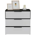 thumbnail image 4 of Depot E-Shop DE-CIB5533 Egeo 3 Drawers Dresser with Superior Top, Smokey Oak & White, 4 of 6