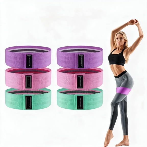 6 Pack Resistance Bands,Non Slip,3 Different Resistance Levels,Loop Exercise Bands for Legs Butt Exercise,Yoga Pilates Home Fitness,Women Men